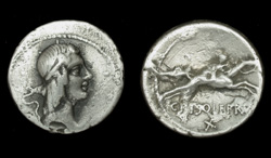 L. Calpurnius Piso Frugi, Denarius, Horseman Galloping reverse!